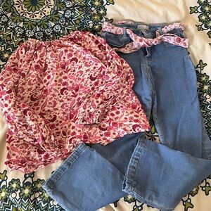 Matching set. Jeans and blouse. Girls size 9/10. EUC